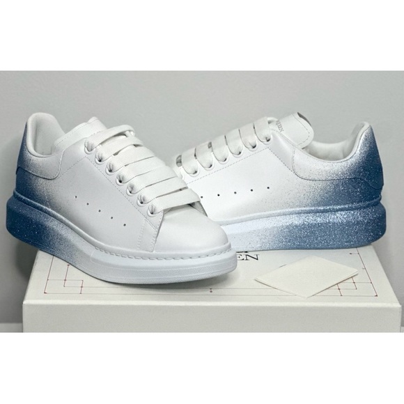 ALEXANDER McQueen Oversized Sneakers Ombre Blue Glitter Airbrush NEW size 38.5 - Picture 11 of 16